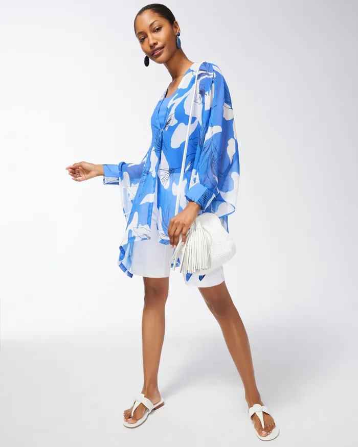 Chico039s Cuffed Ruana Amparo Blue Women Ponchos and Ruanas