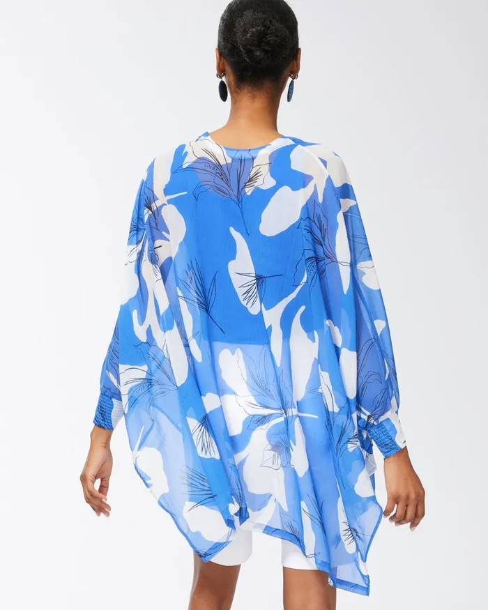 Chico039s Cuffed Ruana Amparo Blue Women Ponchos and Ruanas