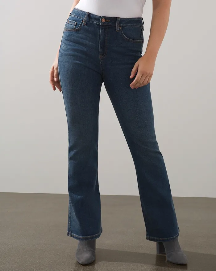 Chico039s DefineMe Denim Curvy Flare Jeans Moonglow Indigo Women Jeans and Denim