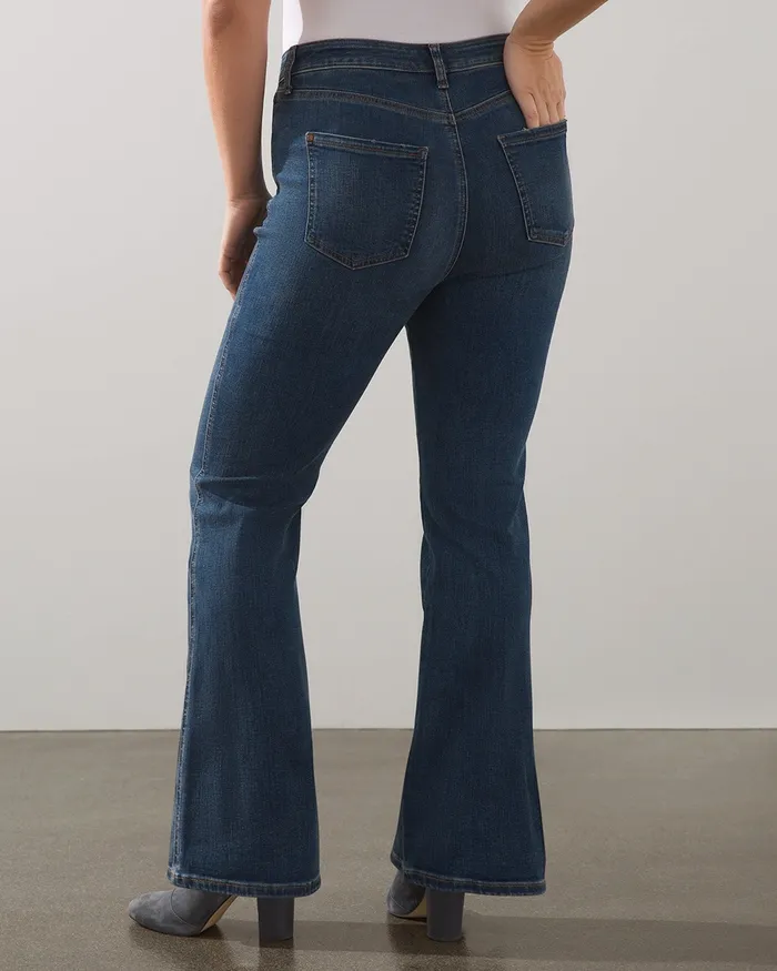 Chico039s DefineMe Denim Curvy Flare Jeans Moonglow Indigo Women Jeans and Denim