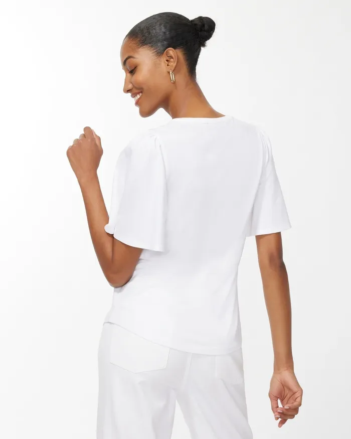 Chico039s Embellished Pineapple Tee Alabaster Women Tops