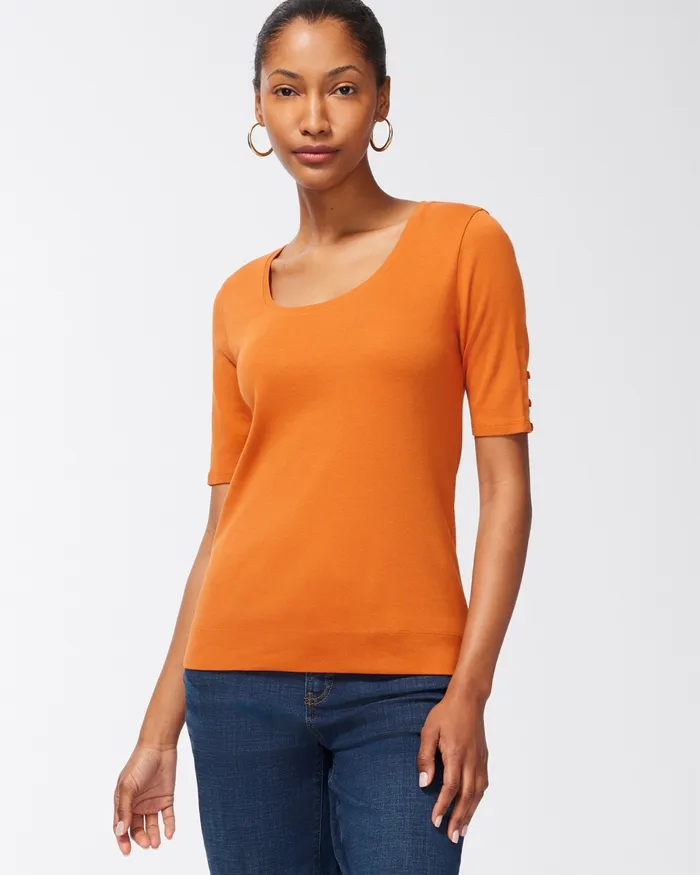 Chico039s Everyday Cotton Tee Burnished Clay Women Tops