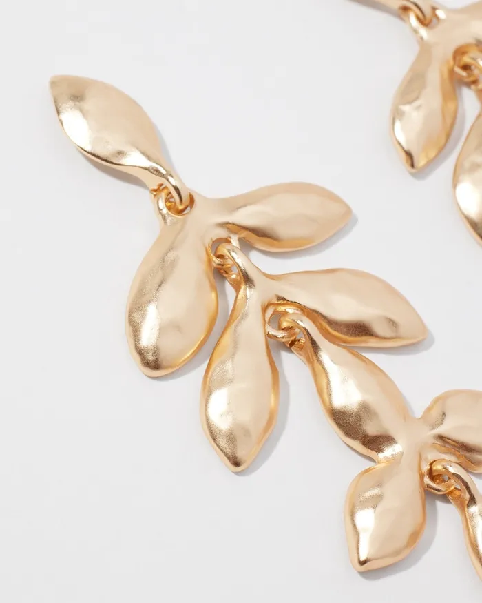 Chico039s Leaf Drop Post Earrings Gold Women Earrings