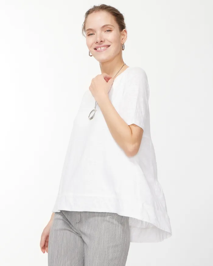 Chico039s Linen Tiered ALine Tee Alabaster Women Tops