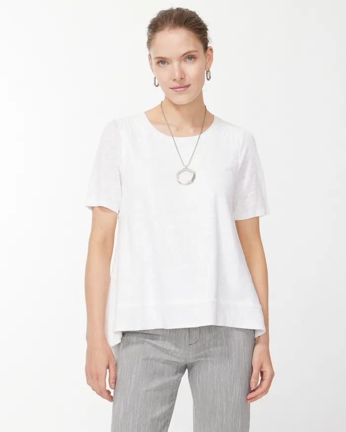 Chico039s Linen Tiered ALine Tee Alabaster Women Tops