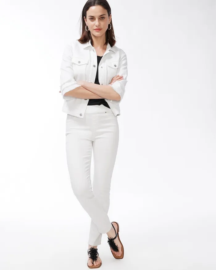 Chico039s NoStain White Denim Ankle Jeggings Alabaster Women Jeans and Denim