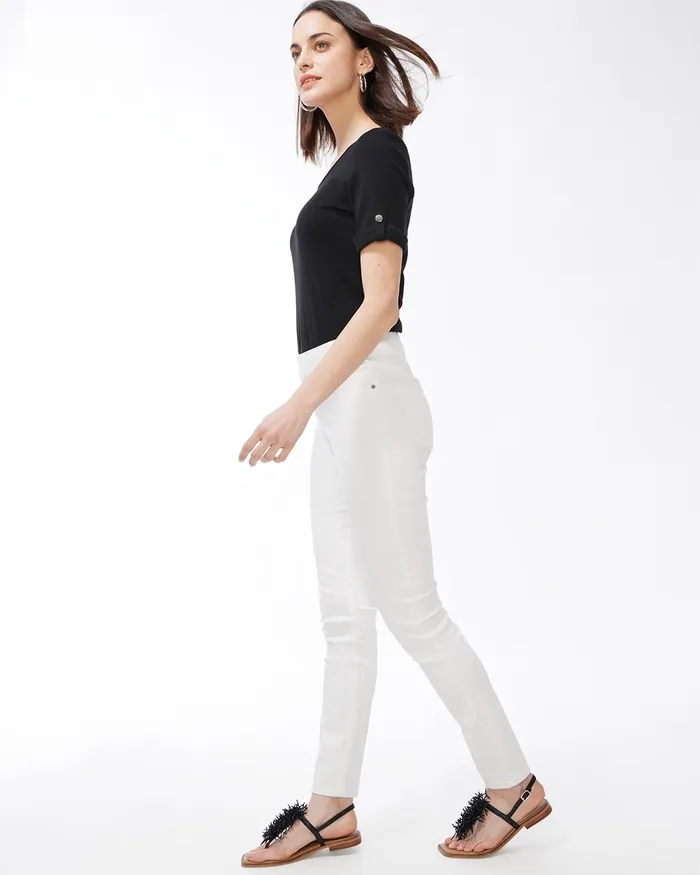 Chico039s NoStain White Denim Ankle Jeggings Alabaster Women Jeans and Denim