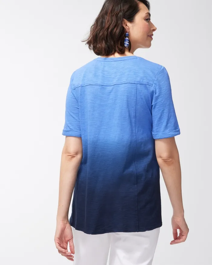 Chico039s Ombre Seamed Slub Tee Amparo Blue Women Tees