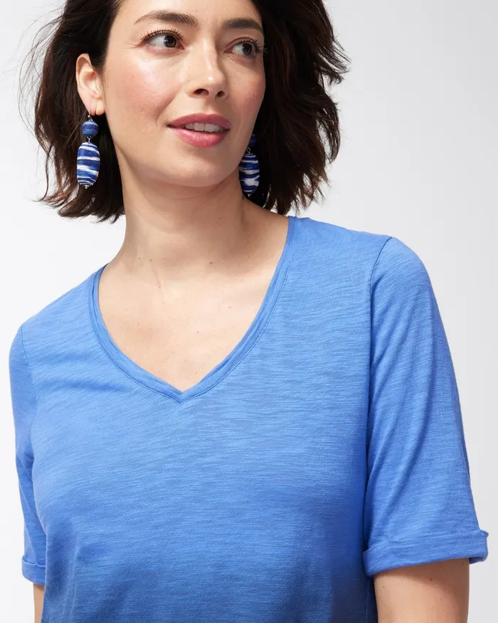 Chico039s Ombre Seamed Slub Tee Amparo Blue Women Tees
