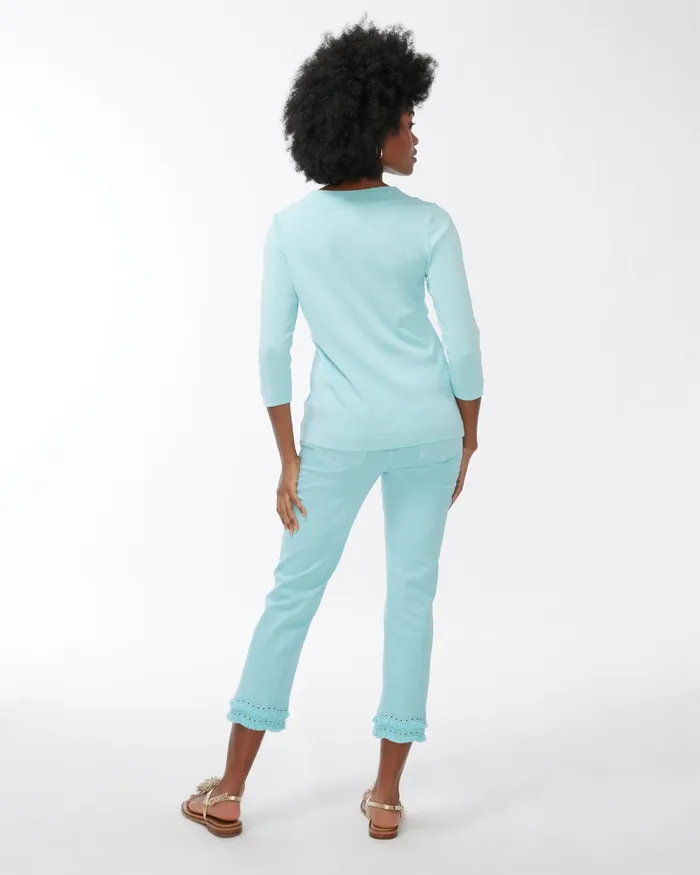 Chico039s Pima VNeck Tee Beach Aqua Women Tops