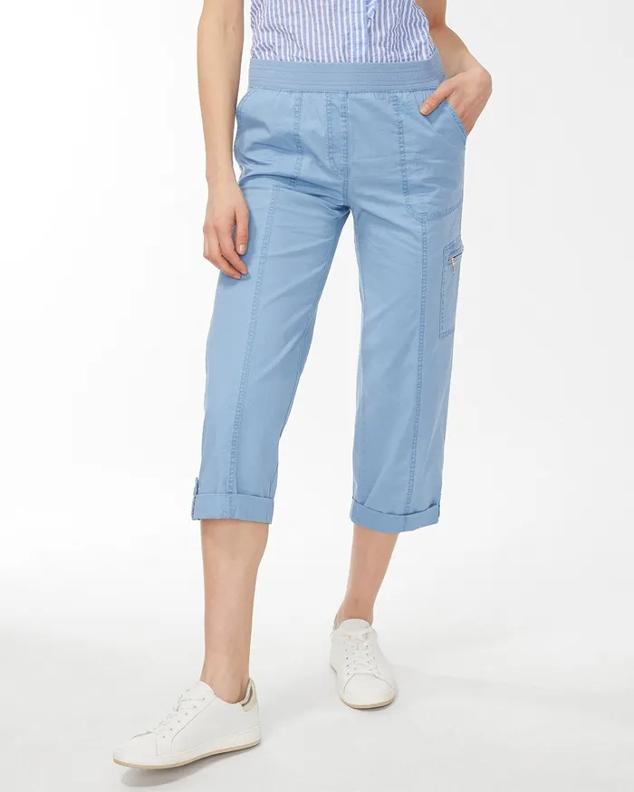 Chico039s Poplin Crops Vapor Blue Women Matching Sets