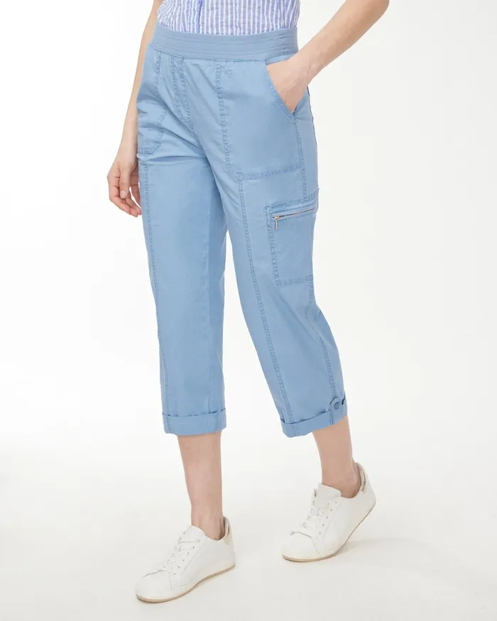Chico039s Poplin Crops Vapor Blue Women Matching Sets