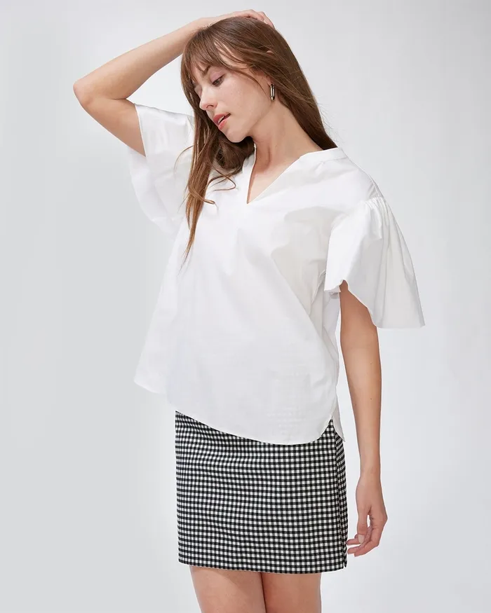 Chico039s Poplin Puff Sleeve Shirt Alabaster Women Tops