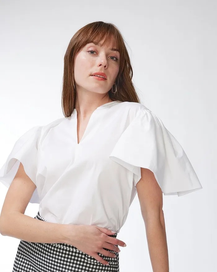 Chico039s Poplin Puff Sleeve Shirt Alabaster Women Tops