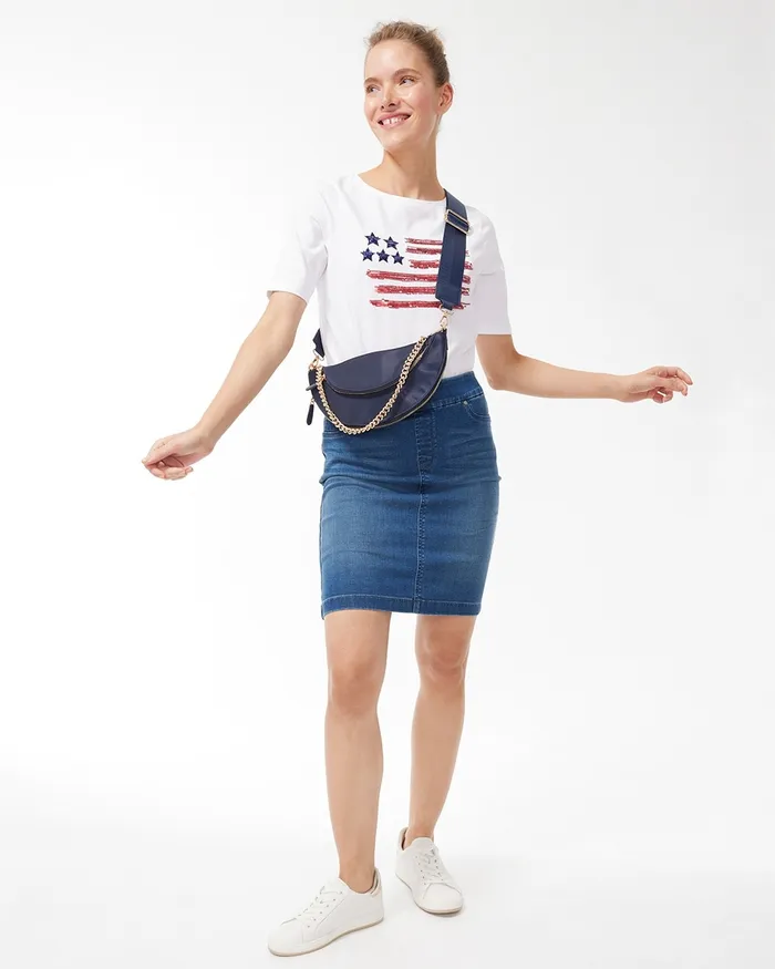 Chico039s Pullon Denim Skort Safford Indigo Women Shorts