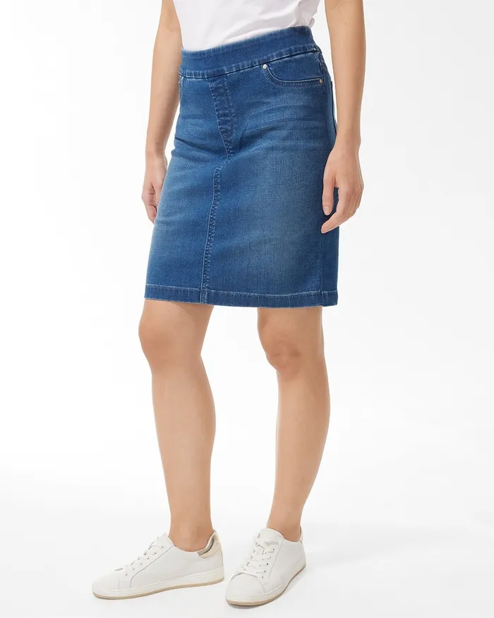 Chico039s Pullon Denim Skort Safford Indigo Women Shorts