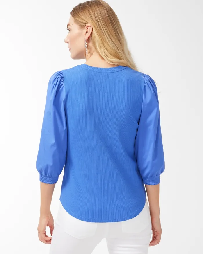 Chico039s Rib Mix VNeck Top Black Women Tops