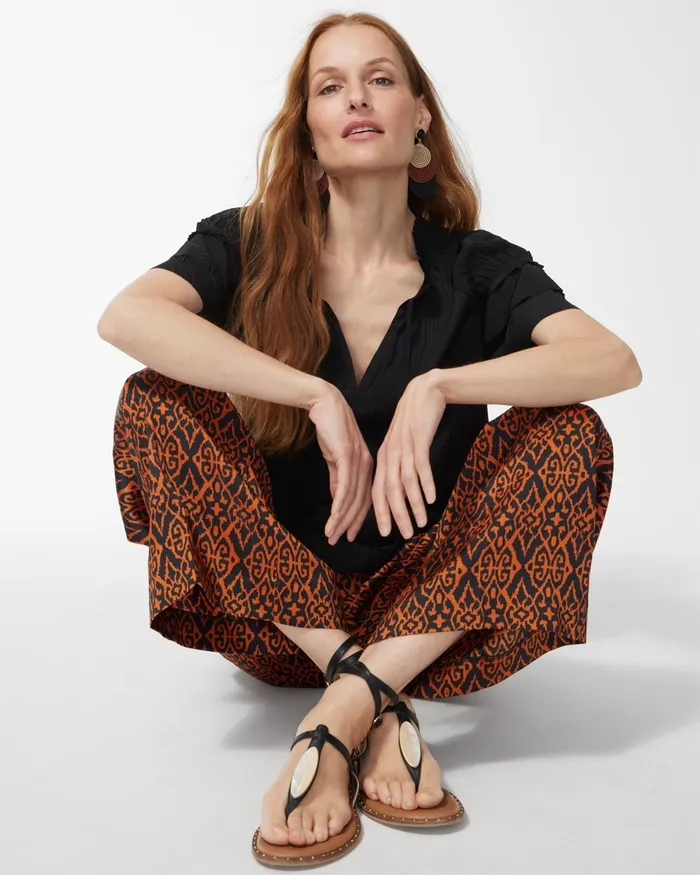 Chico039s Ruffle Sleeve Blouse Black Women Tops