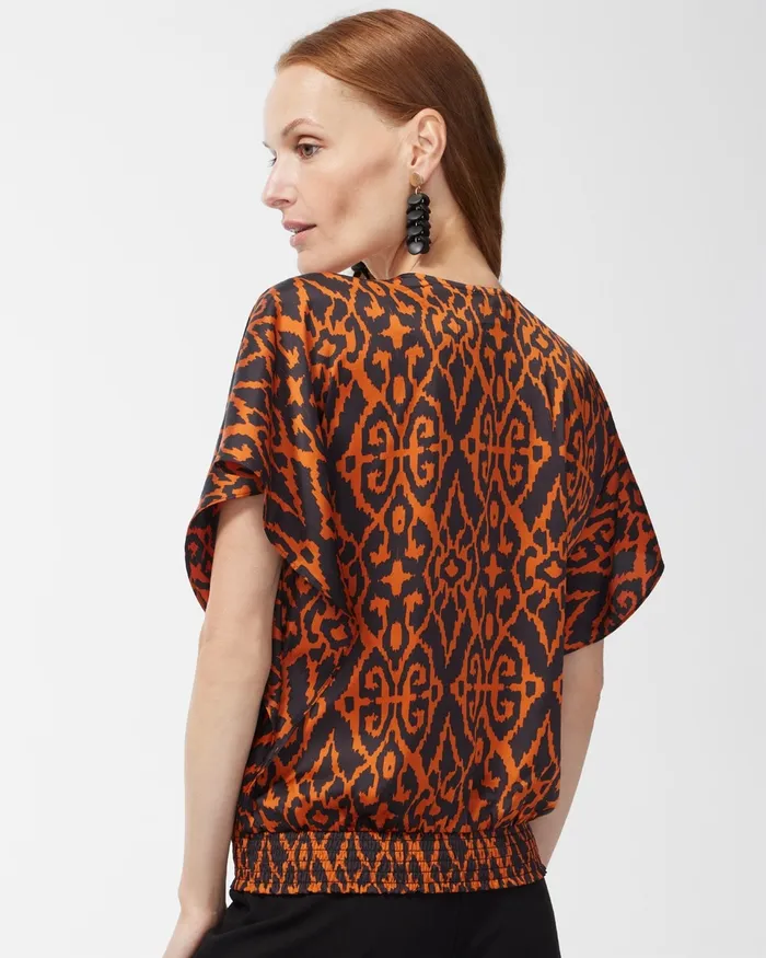Chico039s Satin Ikat Top Neutral Women Matching Sets