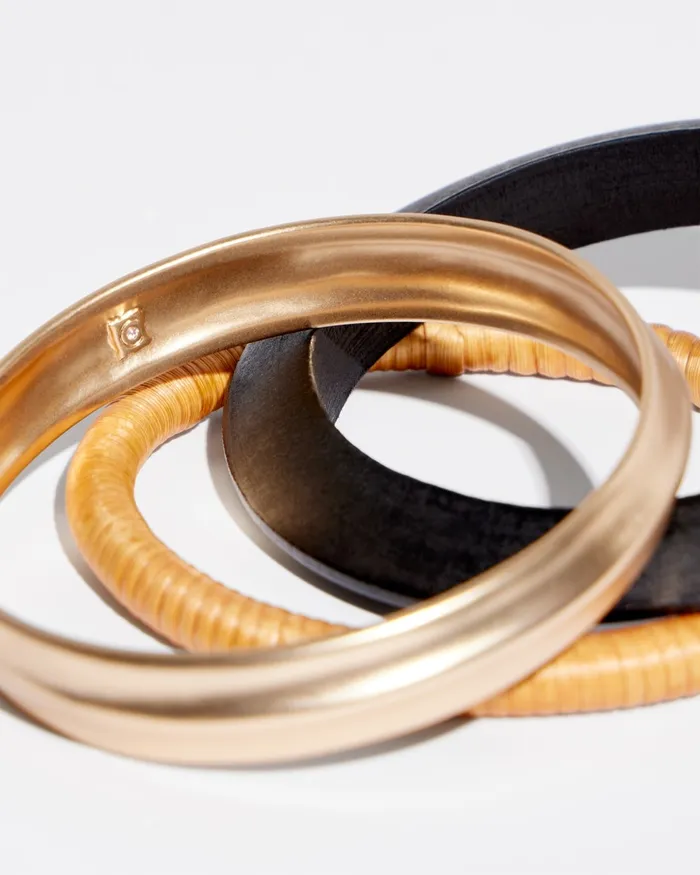 Chico039s Set Of Three Bangle Bracelets Black And Neutral Women Bracelets