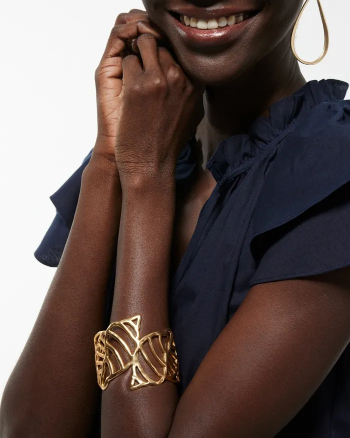 Chico039s Shell Gold Tone Cuff Bracelet Gold Women Bracelets