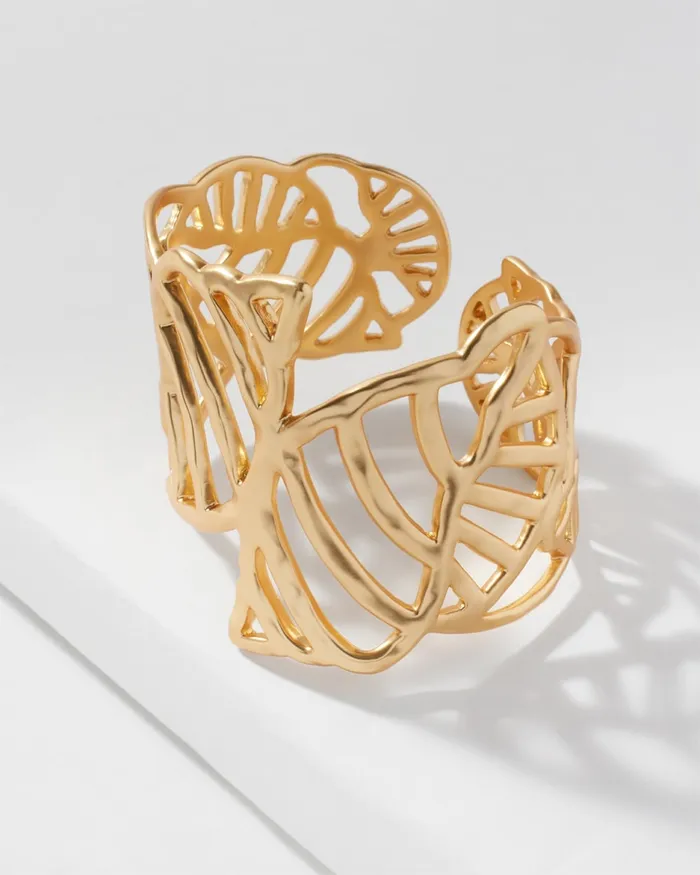 Chico039s Shell Gold Tone Cuff Bracelet Gold Women Bracelets
