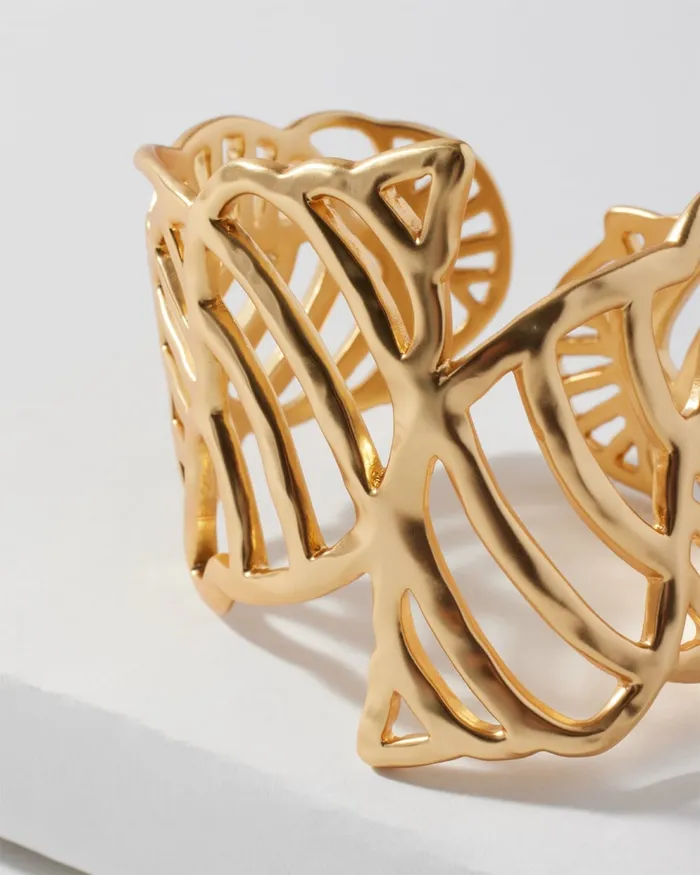 Chico039s Shell Gold Tone Cuff Bracelet Gold Women Bracelets