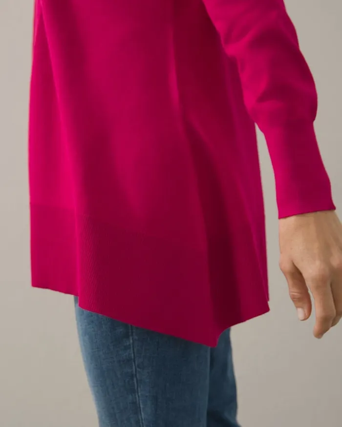 Chico039s Spun Rayon Hanky Hem Cardigan Black Women Sweaters
