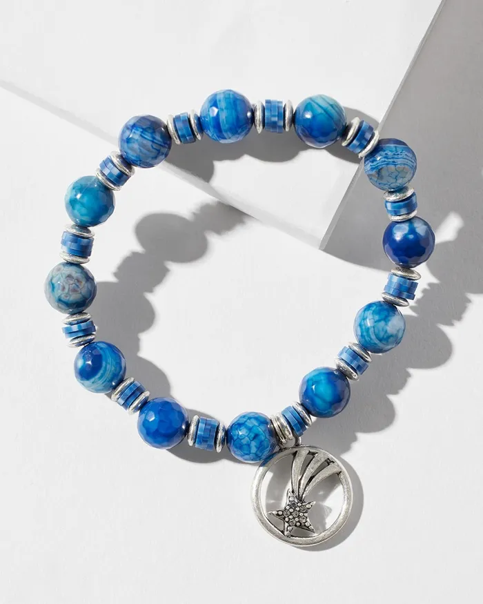 Chico039s Star Drop Off Stretch Bracelet Blue Women Bracelets