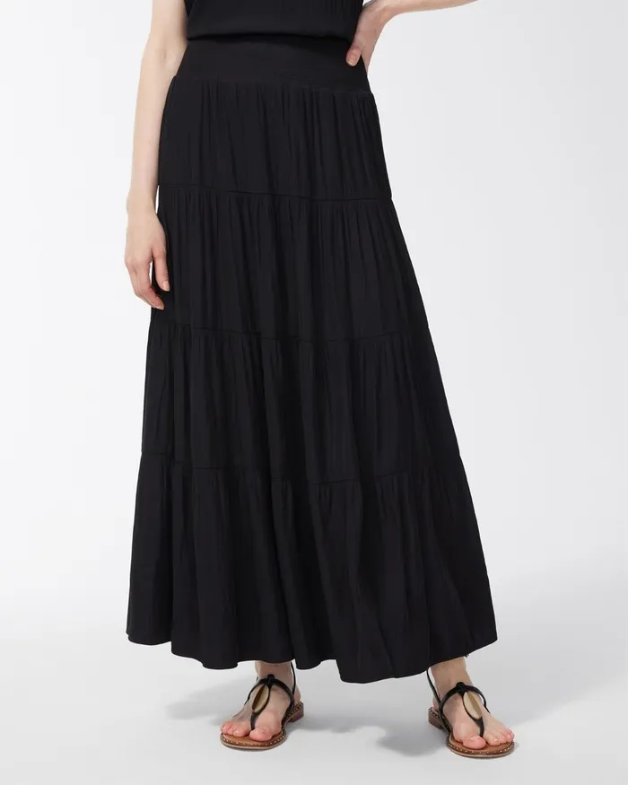 Chico039s Tiered Maxi Skirt Black Women Matching Sets