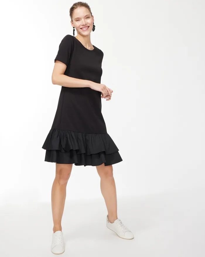 Chico039s Tiered TShirt Dress Poolside Blue Women Dresses and Skirts