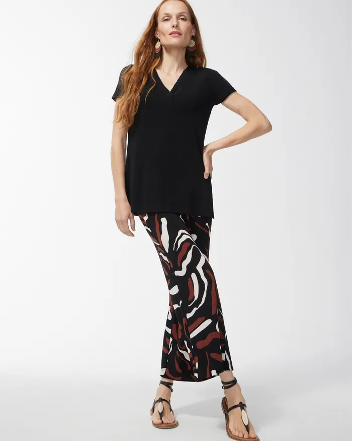 Chico039s Travelers Abstract Print Crops Travelers Black Women Pants