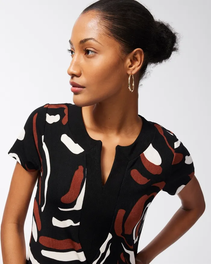 Chico039s Travelers Abstract Print Tunic Travelers Black Women Matching Sets