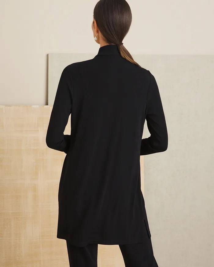 Chico039s Travelers Classic Long Knit Jacket Travelers Black Women Tops