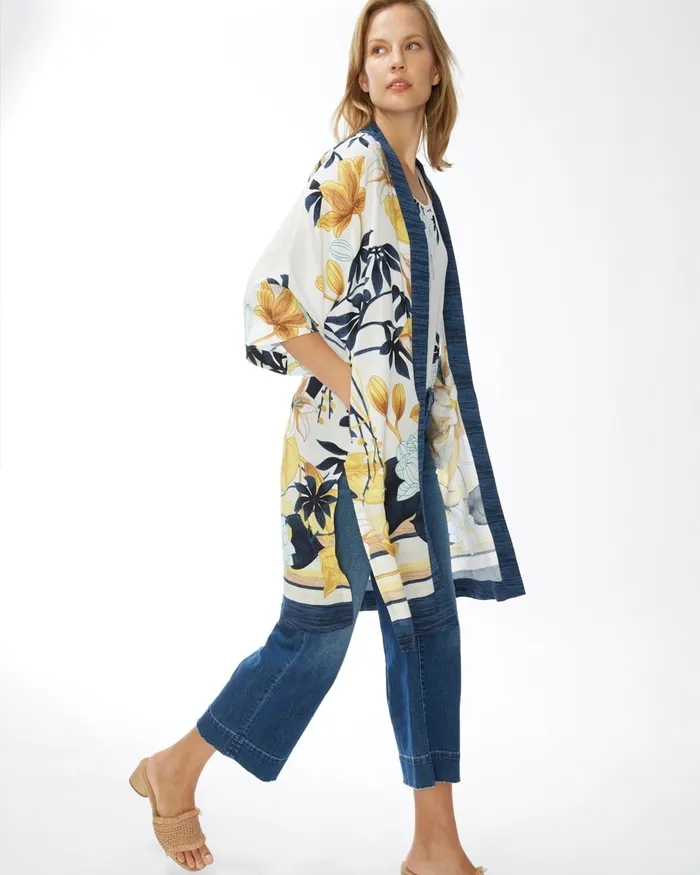Chico039s Tropical Print Ruana Classic Navy Women Matching Sets