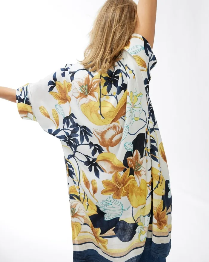 Chico039s Tropical Print Ruana Classic Navy Women Matching Sets