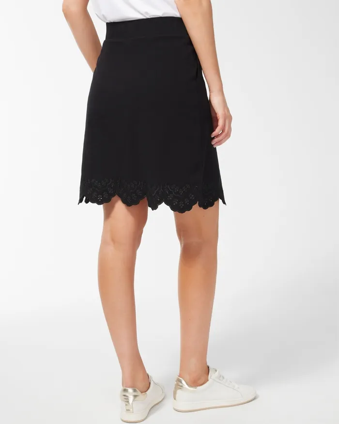 Chico039s Zenergy Embroidered Hem Skort Black Women Shorts