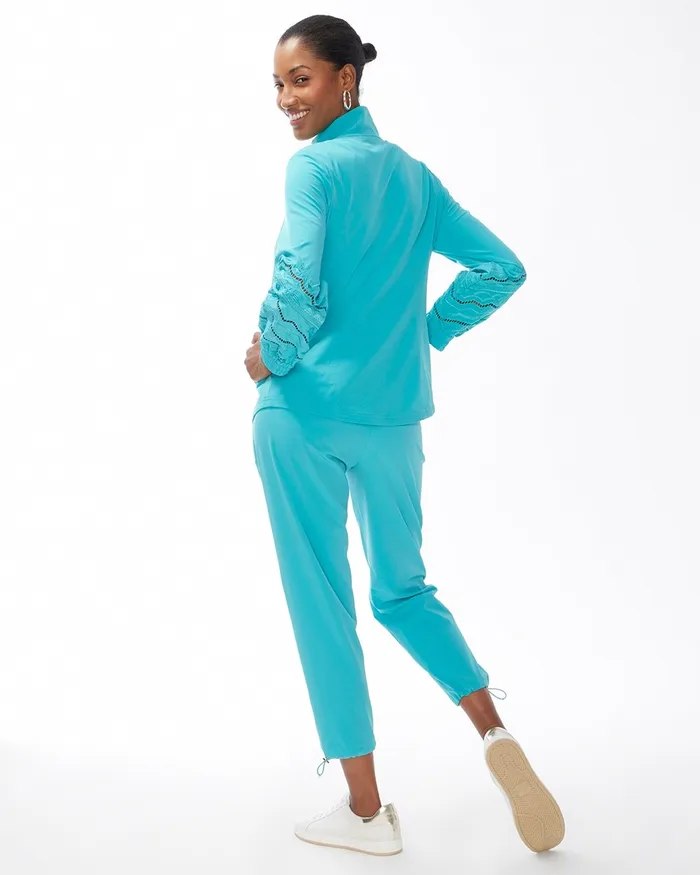 Chico039s Zenergy Neema Cutwork Jacket Agua Azul Women Activewear