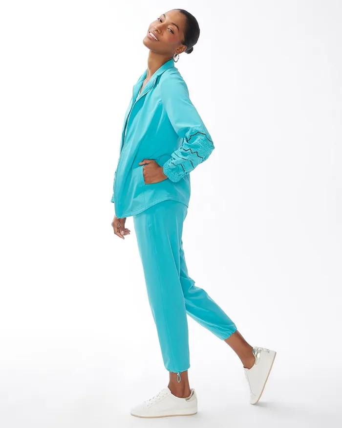 Chico039s Zenergy Neema Cutwork Jacket Agua Azul Women Activewear
