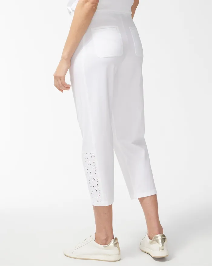Chico039s Zenergy Neema White Eyelet Crops Alabaster Women Activewear