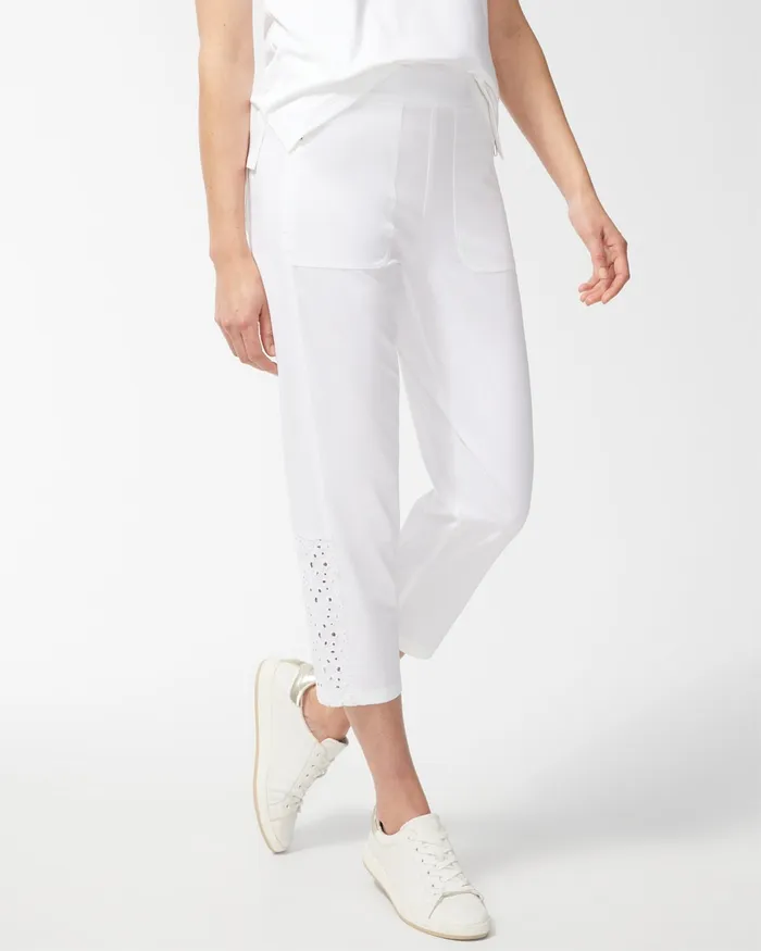 Chico039s Zenergy Neema White Eyelet Crops Alabaster Women Activewear