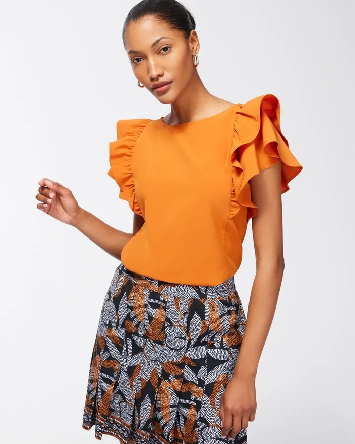 Chico039s Zenergy UPF Neema Drama Sleeve Top Burnished Clay Women Tops