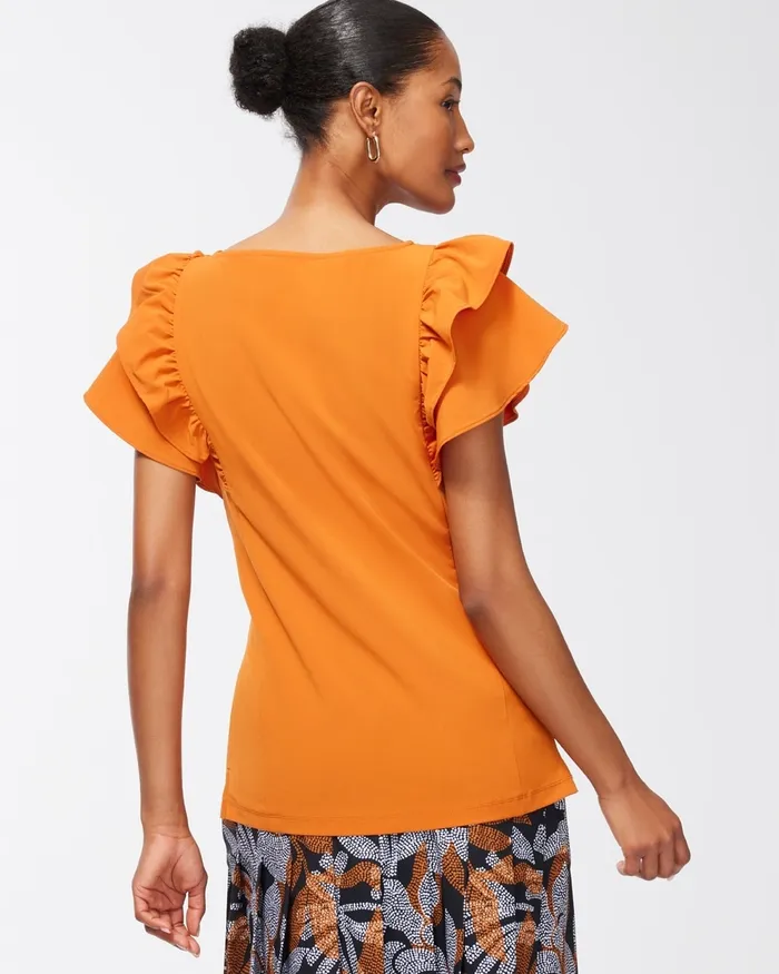 Chico039s Zenergy UPF Neema Drama Sleeve Top Burnished Clay Women Tops
