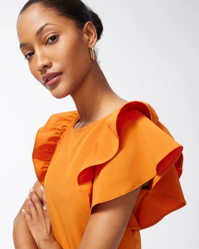 Chico039s Zenergy UPF Neema Drama Sleeve Top Burnished Clay Women Tops