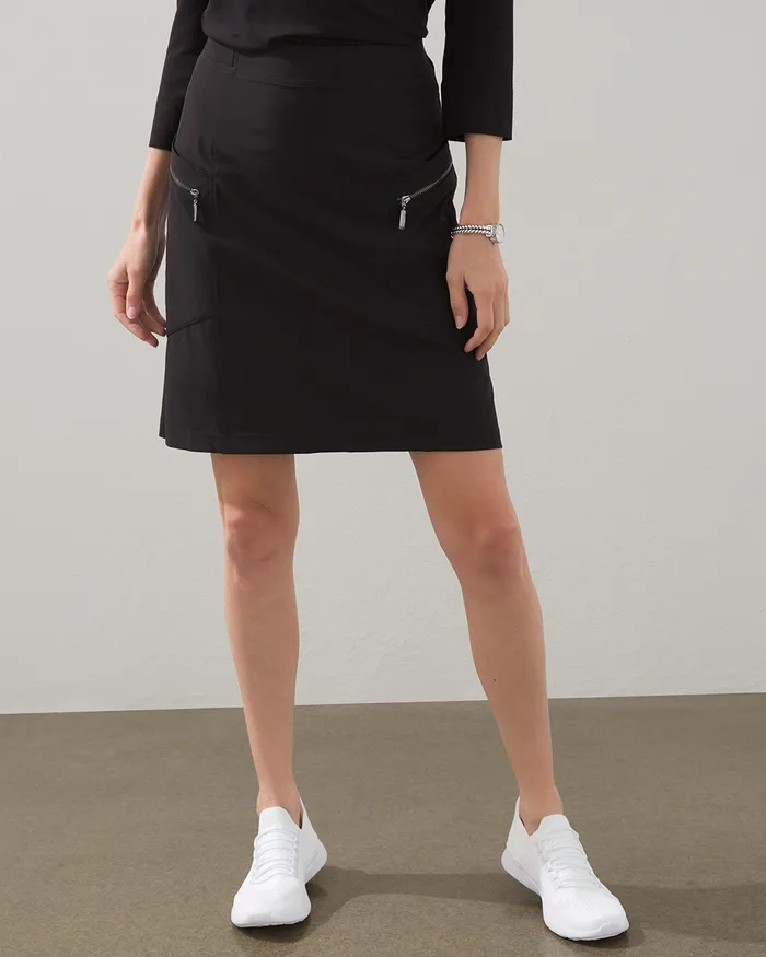 Chico039s Zenergy UPF Neema RibMix Skort Black Women Dresses and Skirts