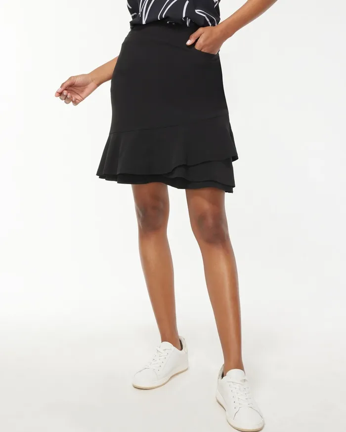 Chico039s Zenergy UPF Neema Tulip Layered Skort Black Women Pants