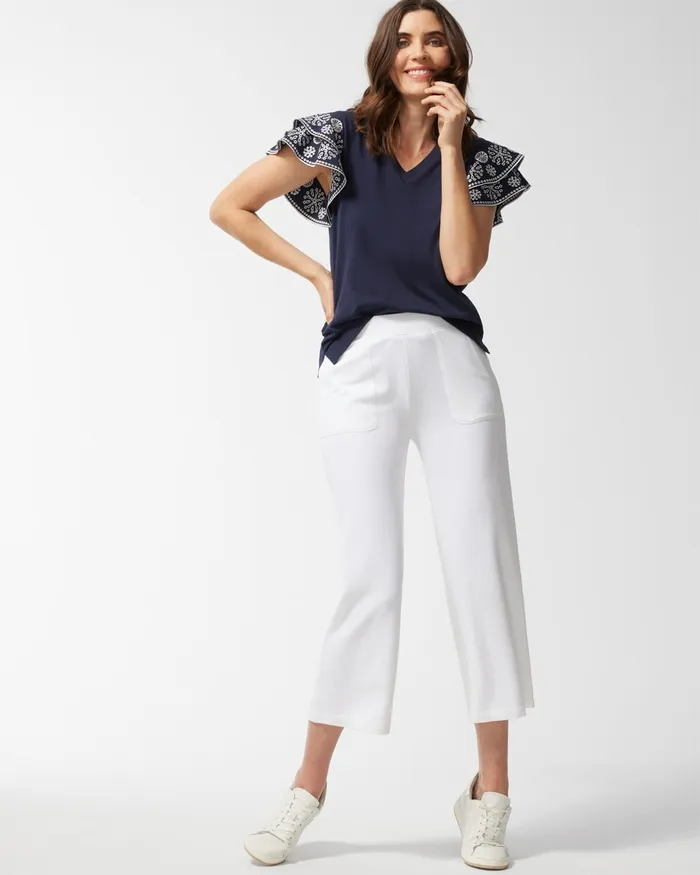 Chico039s Zenergy UPF Neema White Wide Leg Crops Alabaster Women Activewear