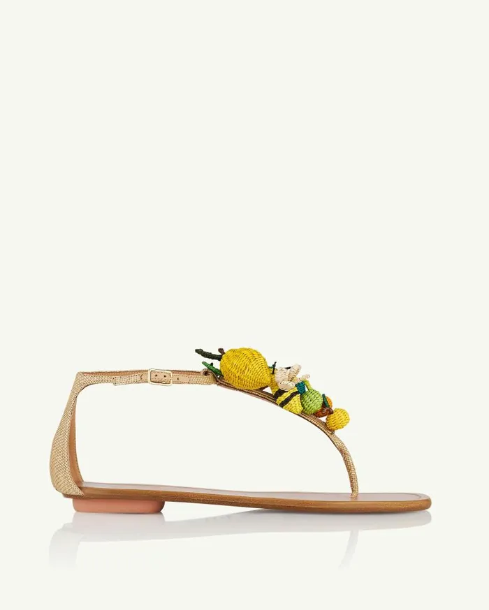 Citrus Punch Sandal Flat Beige Women Aquazzura Flats Citrus Punch Sandal Flat Beige Women Aquazzura Flats