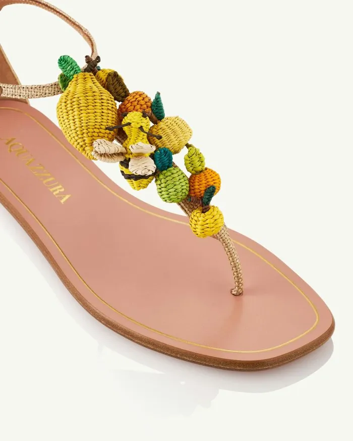 Citrus Punch Sandal Flat Beige Women Aquazzura Flats Citrus Punch Sandal Flat Beige Women Aquazzura Flats