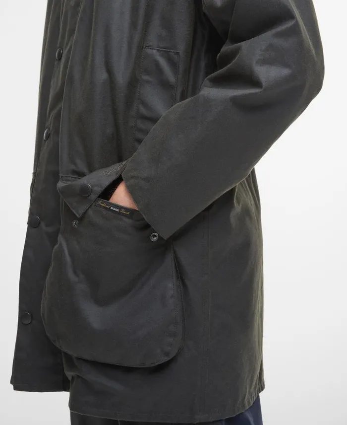 Classic Northumbriau00ae Waxed Jacket Olive Men Barbour Waxed Jackets